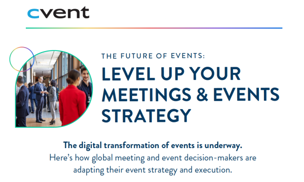 Forrester Infographic Thumbnail of cvent, level up your meetings and events strategy, and the future of events.