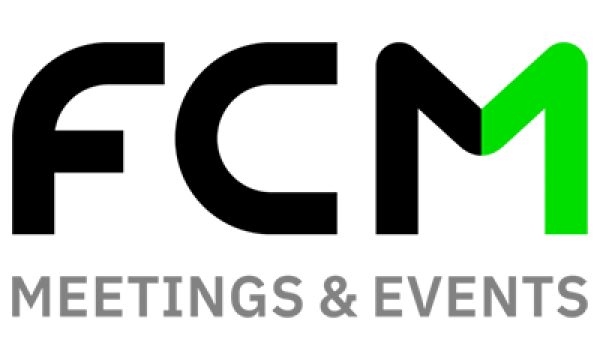 FCM Meetings and Events logo with black and green text on a white background.