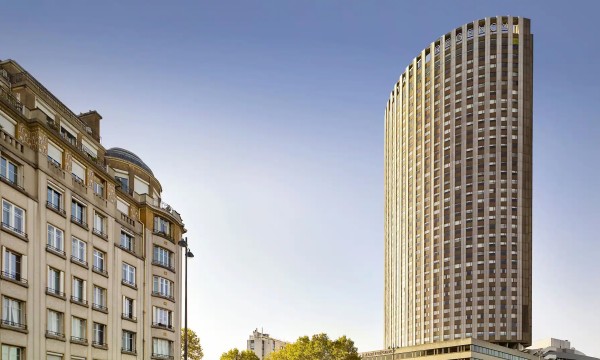 Hyatt Regency Paris Etoile exterior view showcasing its architectural style and surrounding cityscape.