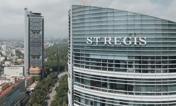 The St. Regis Mexico City building with the words St. Regis in the front.
