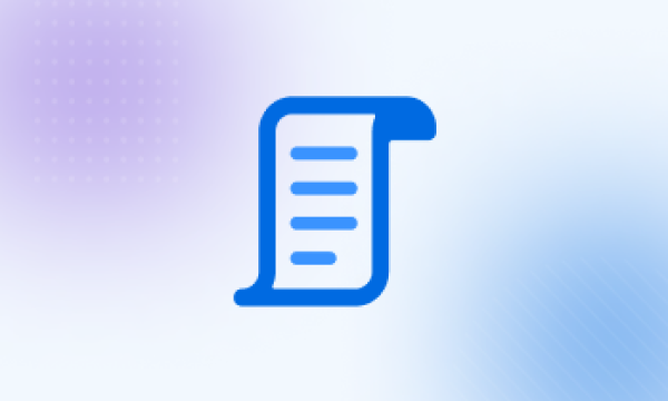 Blue-colored document icon with a purple and blue gradient background, representing documentation or information.