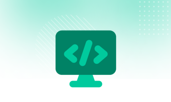 Green monitor icon with two arrows pointing to the left on a teal and white background.
