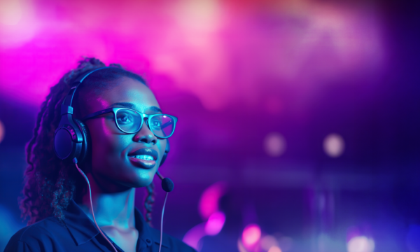 Woman wearing headphones