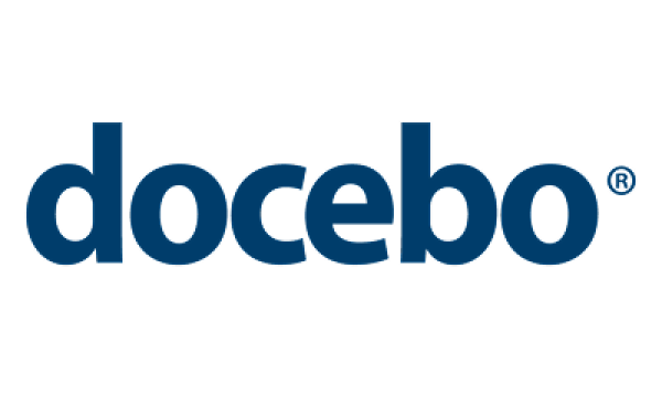 Docebo logo with a white background