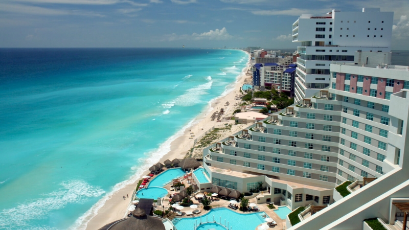aerial view of hotel in Cancun