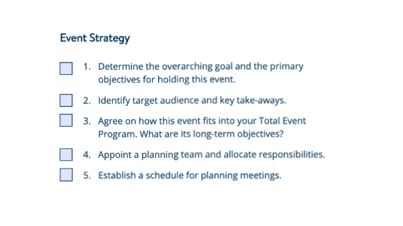 business event planning short note