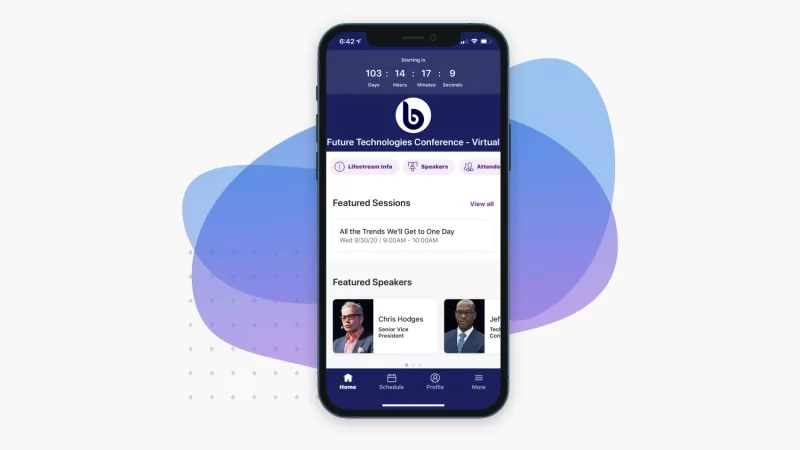 Mobile app for Future Technologies Conference displaying the schedule for the event.