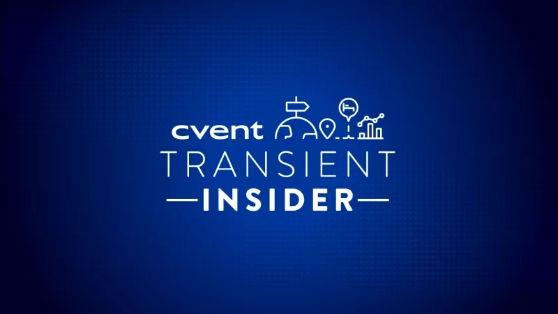 The Cvent logo, with the text "Transient Insider" on a blue background with icons.