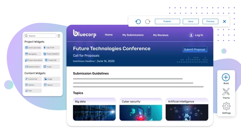illustration of cvent's abstract management software with blue purple blobs