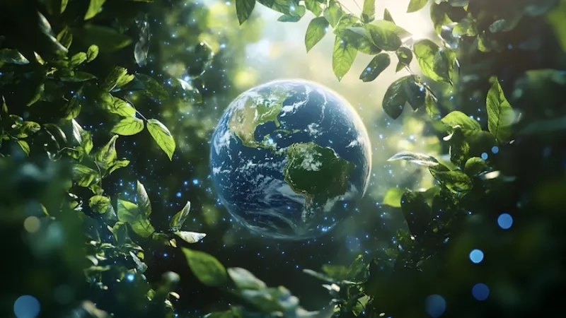 Earth in green foilage