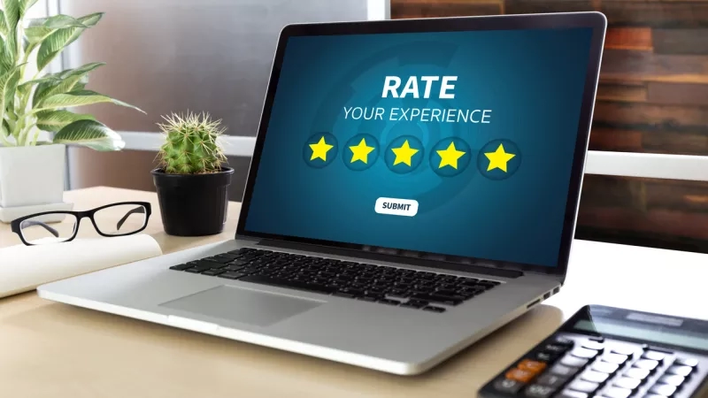Laptop showing online review