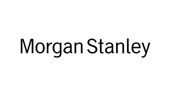 Morgan Stanley logo with black text on a white background, showcasing its simple and professional design.