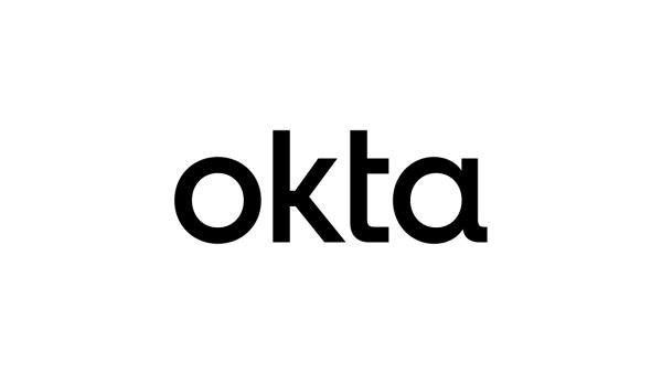 Okta logo, black on white, sleek design, modern typography, corporate branding, minimalist style, technology company.