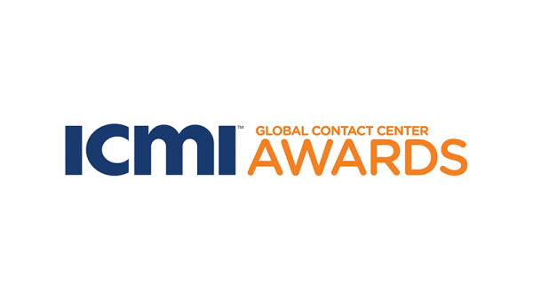 The ICMI Global Contact Center Awards logo, with blue, orange, and white colors, is on a white background.