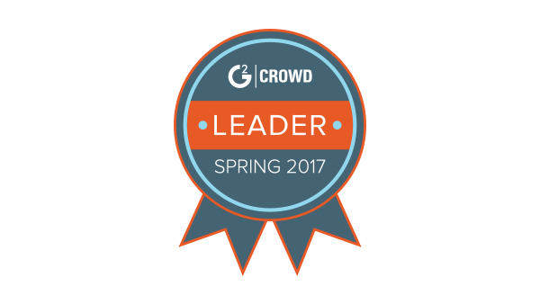 G2 Crowd Spring 2017 Leader badge for Salesforce CPQ solutions with a black background.