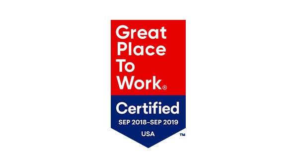 Great Place to Work Certified badge for September 2018 to September 2019.
