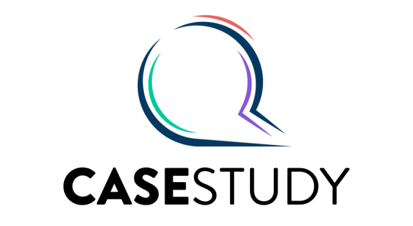 The logo is a blue and green circle with a purple and red line on a black background.