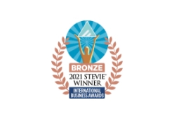 Bronze winner logo for 2021 Stevie International Business Awards with a woman holding a trophy.
