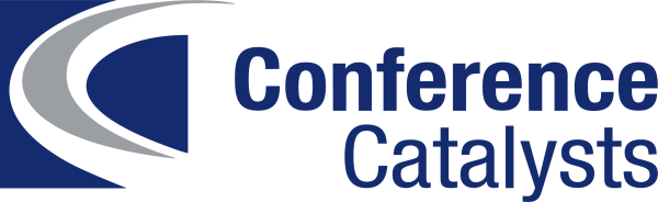 The Conference Catalysts logo with blue text and a blue, white, and gray graphic.