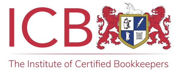 ICB logo with red lions and unicorn, red ICB letters, and the institute of certified bookkeepers written below.