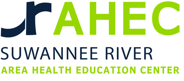 Suwannee River Area Health Education Center logo on a black background.