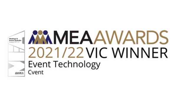 Logo for MEA Awards 2021/22 VIC Winner, featuring a silhouette of people and a building.