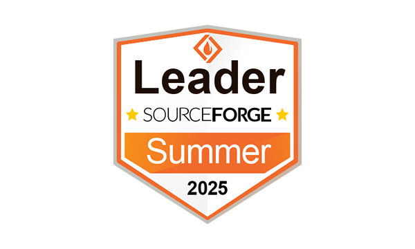 A badge showing "Leader" in bold, "SourceForge" with stars, and "Summer 2025" highlighted in orange, signifying recognition or achievement.
