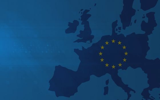 EU map with the number of stars on the EU flag