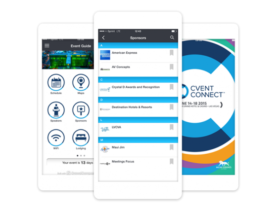 A mobile phone displaying the Smarter app with the MGM Grand logo and event details.