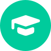 Green circle with white graduation cap on a black background icon--certification_1.png