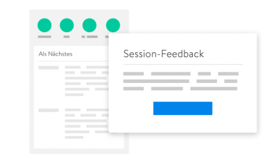 A computer screen showing a session feedback page with a button to submit feedback.