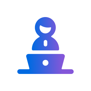 A user icon with the number 8 sits on top of a laptop on a black background.