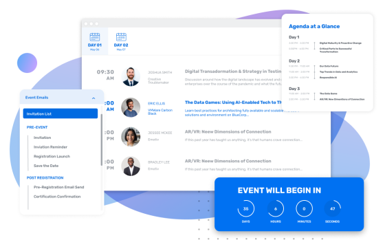Email marketing automation for event registration with a focus on agenda and schedule, and event emails.