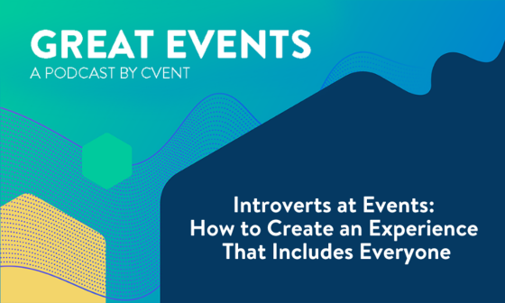 Blue, green and yellow bubbles with the text Introverts at Events: How to create an experience that includes everyone