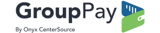 GroupPay by Onyx CenterSource logo in blue, green, and gray on a white background.