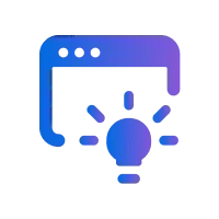 A pixelated image of a computer monitor with a light bulb inside on a black background.