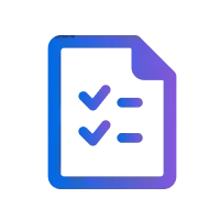 List to do icon with blue hearts inside a blue square on a black background.