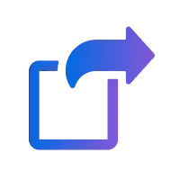 A blue arrow pointing to the right with a black square in the middle on a black background.