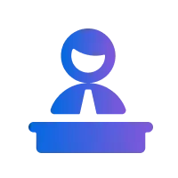 Pixel art of a blue and purple man with a cross symbol on a black background.