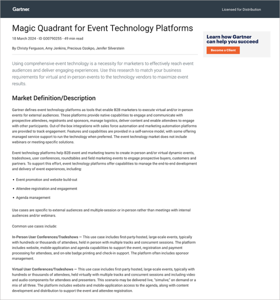 Magic Quadrant for Event Technology Platforms | Gartner.com