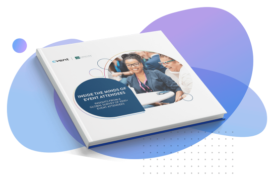 eBook cover titled "Inside the Minds of Event Attendees" with a picture of smiling people in an event.