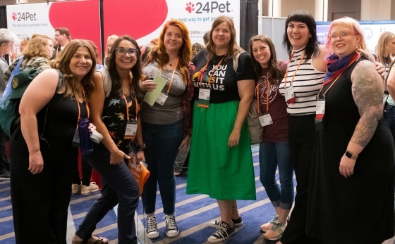 A group of six women pose for a photo at the 2023 Best Friends National Conference.