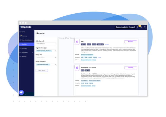 Discover page of Vendor Marketplace showing 2 planners, SpC and South Pole Ice Council, on the right side.