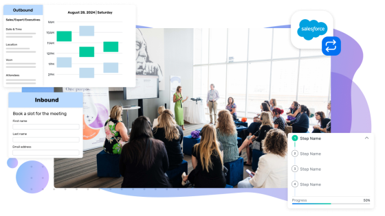 Salesforce Marketing Cloud - Marketer VP - Outbound, Inbound, Salesforce, meeting, people, text, architecture, landscaping, and ambiance.