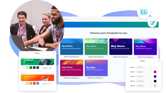 Template selection window with color and theme options for marketers to choose from for email creation.