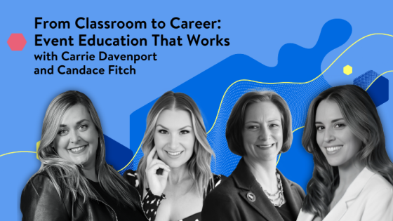 Four women stand against a blue background with text that reads "From Classroom to Career".