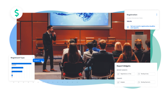 Tech Value Prop 3: A man standing on stage presenting to a group of people.