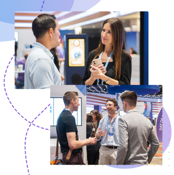 Pictures of friendly people having conversations