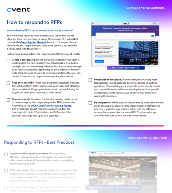 Screenshot of an event website featuring the phrase "How to respond to RFPs" in clear text.