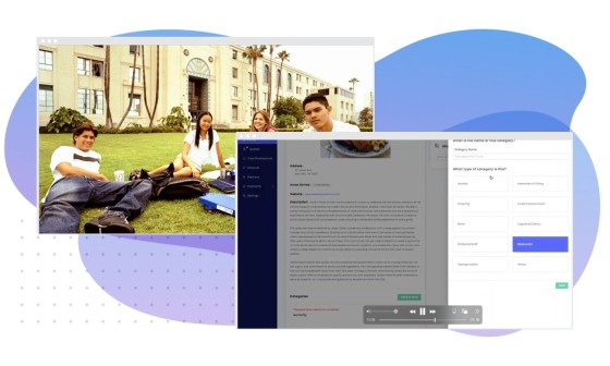 screen shot of Reposite and picture of students laying in the grass